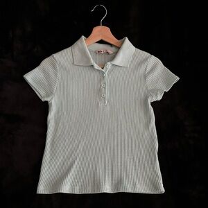Juniors shrunken waffle knit polo